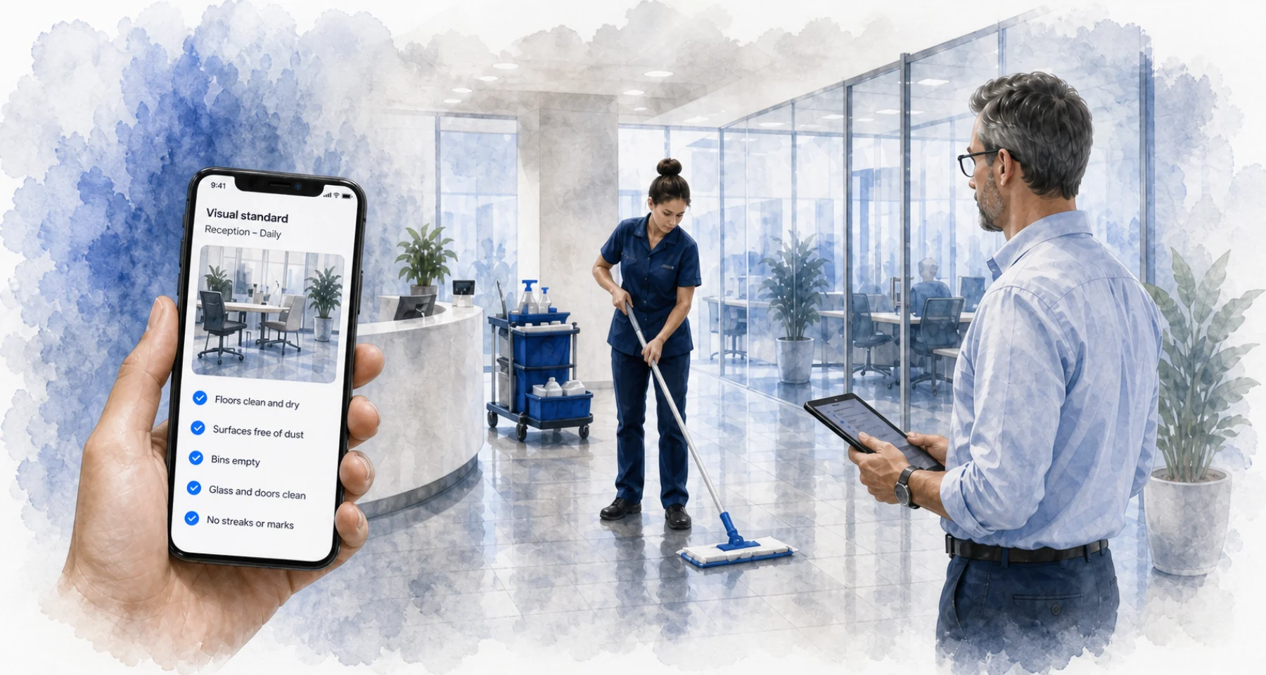 Smartphone showing the agreed visual cleaning standard